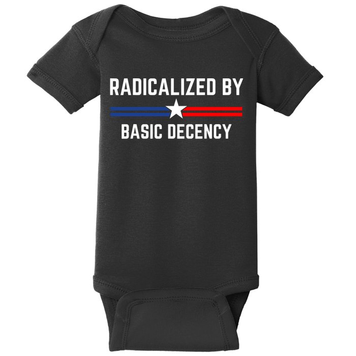 Radicalized By Basic Decency Funny Social Democracy  Baby Bodysuit