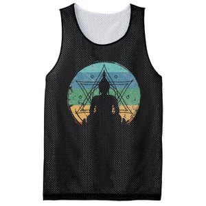 Retro Buddha Buddhist Yoga Spiritual Meditation Zen Mesh Reversible Basketball Jersey Tank