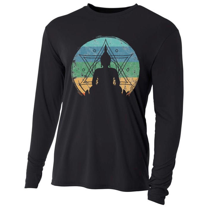 Retro Buddha Buddhist Yoga Spiritual Meditation Zen Cooling Performance Long Sleeve Crew