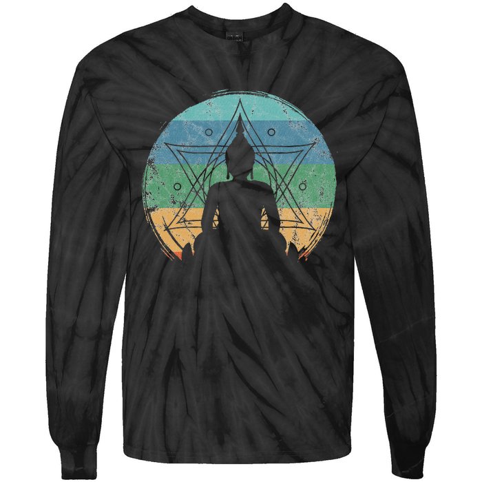 Retro Buddha Buddhist Yoga Spiritual Meditation Zen Tie-Dye Long Sleeve Shirt