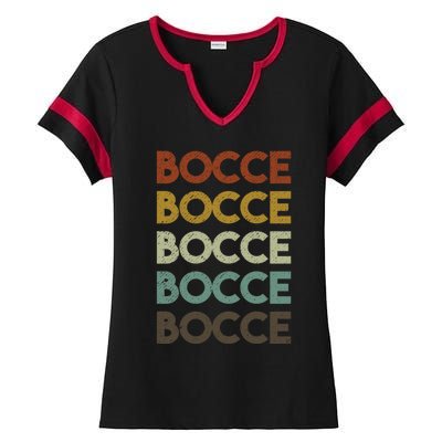 Retro Bocce Ball Cool Gift Ladies Halftime Notch Neck Tee