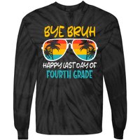 Retro Bye Bruh Fourth Grade Happy Last Day Of School Tie-Dye Long Sleeve Shirt