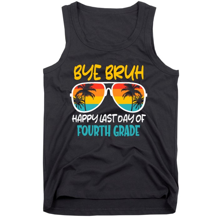 Retro Bye Bruh Fourth Grade Happy Last Day Of School Tank Top