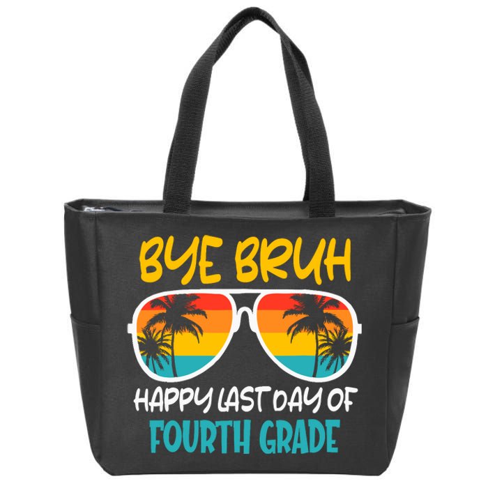 Retro Bye Bruh Fourth Grade Happy Last Day Of School Zip Tote Bag