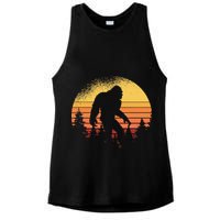 Retro Bigfoot Believer Silhouette Sasquatch Hide And Seek Ladies PosiCharge Tri-Blend Wicking Tank