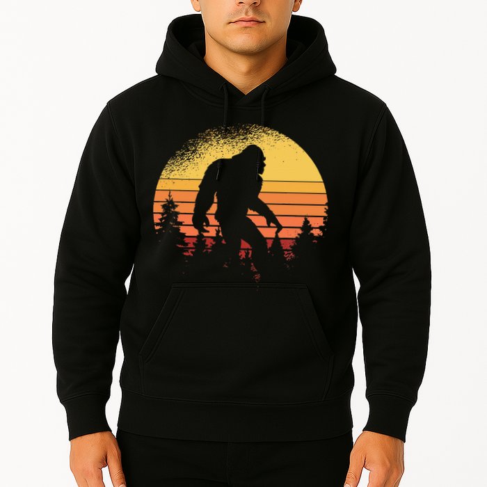 Retro Bigfoot Believer Silhouette Sasquatch Hide And Seek Hoodie