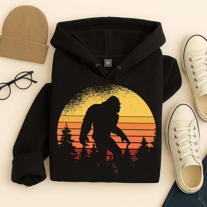 Retro Bigfoot Believer Silhouette Sasquatch Hide And Seek Hoodie