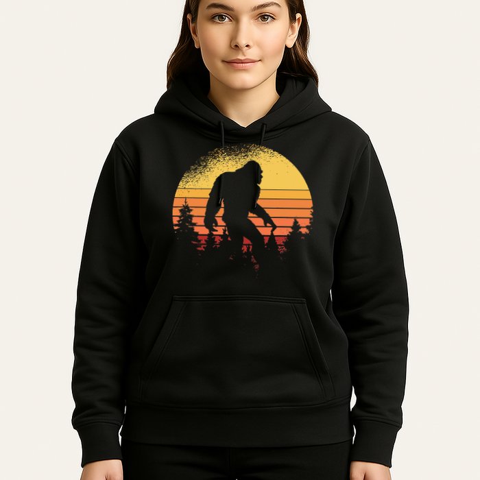 Retro Bigfoot Believer Silhouette Sasquatch Hide And Seek Hoodie