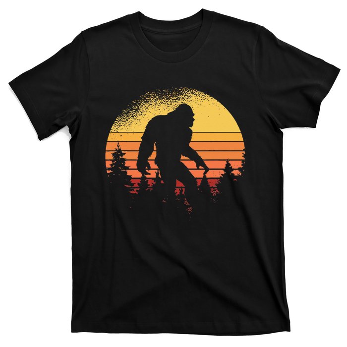 Retro Bigfoot Believer Silhouette Sasquatch Hide And Seek T-Shirt