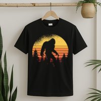 Retro Bigfoot Believer Silhouette Sasquatch Hide And Seek T-Shirt