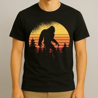 Retro Bigfoot Believer Silhouette Sasquatch Hide And Seek T-Shirt
