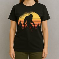 Retro Bigfoot Believer Silhouette Sasquatch Hide And Seek T-Shirt