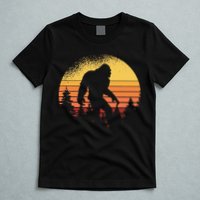 Retro Bigfoot Believer Silhouette Sasquatch Hide And Seek T-Shirt