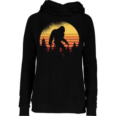 Retro Bigfoot Believer Silhouette Sasquatch Hide And Seek Womens Funnel Neck Pullover Hood