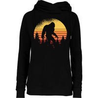 Retro Bigfoot Believer Silhouette Sasquatch Hide And Seek Womens Funnel Neck Pullover Hood