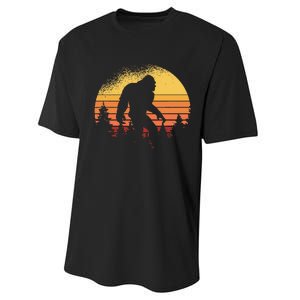 Retro Bigfoot Believer Silhouette Sasquatch Hide And Seek Performance Sprint T-Shirt