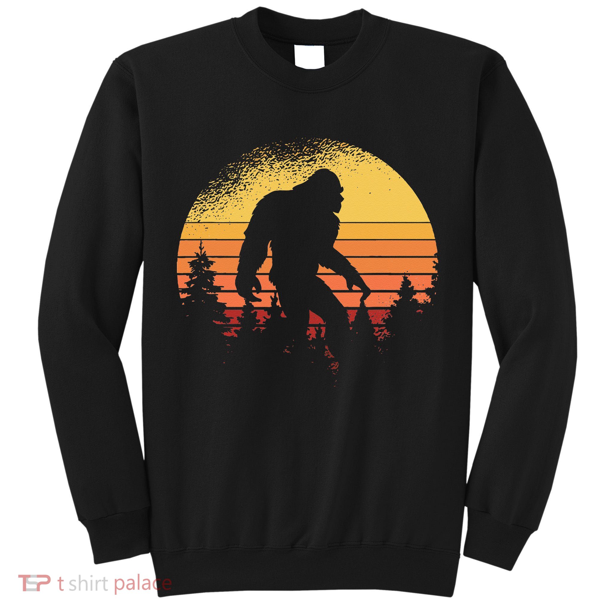 Retro Bigfoot Believer Silhouette Sasquatch Hide And Seek Tall Sweatshirt