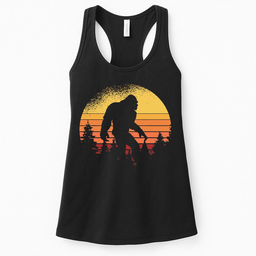 Retro Bigfoot Believer Silhouette Sasquatch Hide And Seek Womens Tank Top