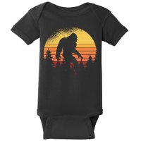 Retro Bigfoot Believer Silhouette Sasquatch Hide And Seek Baby Bodysuit