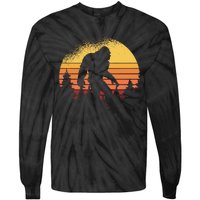 Retro Bigfoot Believer Silhouette Sasquatch Hide And Seek Tie-Dye Long Sleeve Shirt