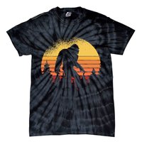 Retro Bigfoot Believer Silhouette Sasquatch Hide And Seek Tie-Dye T-Shirt