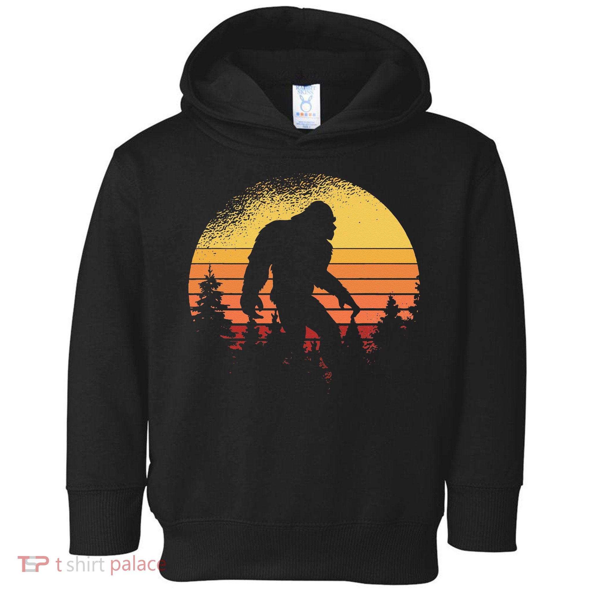 Retro Bigfoot Believer Silhouette Sasquatch Hide And Seek Toddler Hoodie