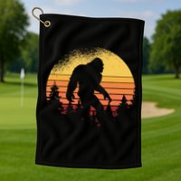 Retro Bigfoot Believer Silhouette Sasquatch Hide And Seek Golf Towel