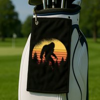 Retro Bigfoot Believer Silhouette Sasquatch Hide And Seek Golf Towel