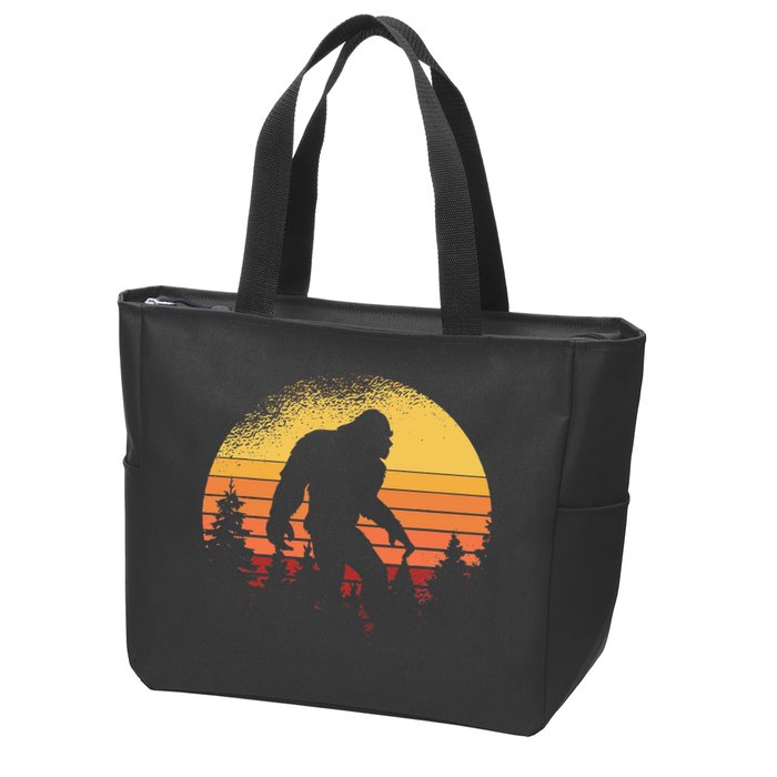Retro Bigfoot Believer Silhouette Sasquatch Hide And Seek Zip Tote Bag