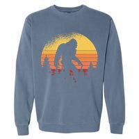 Retro Bigfoot Believer Silhouette Sasquatch Hide And Seek Garment-Dyed Sweatshirt