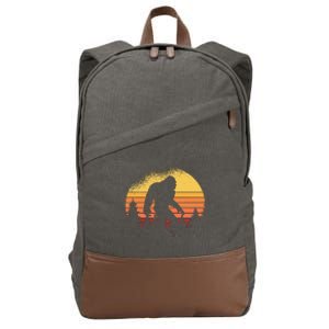 Retro Bigfoot Believer Silhouette Sasquatch Hide And Seek Cotton Canvas Backpack