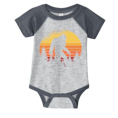Retro Bigfoot Believer Silhouette Sasquatch Hide And Seek Infant Baby Jersey Bodysuit