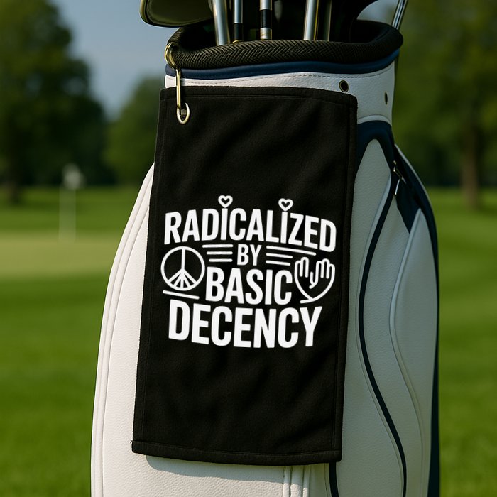 Radicalized By Basic Decency Protest Resist Persist Golf Towel