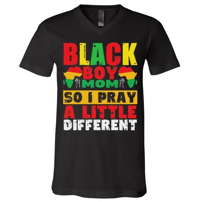 Religious Black Boy Mom Mama Black History Month African V-Neck T-Shirt