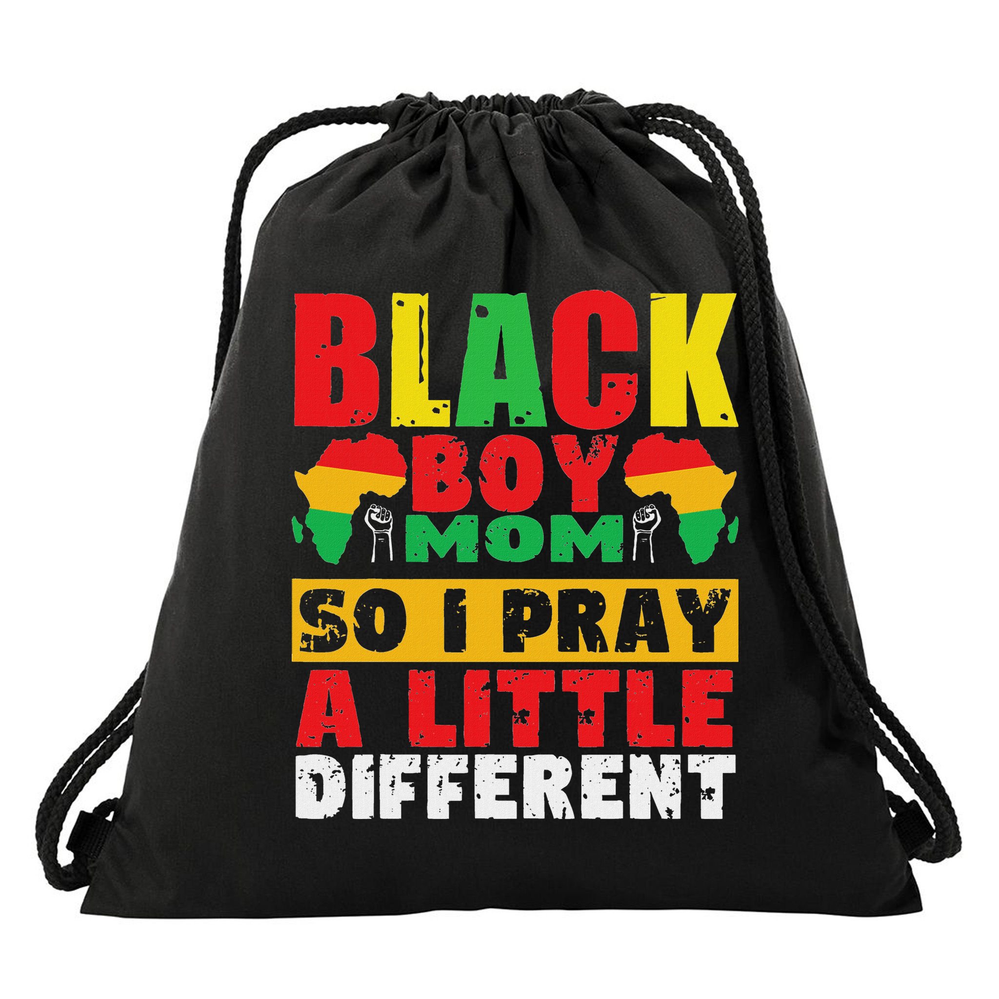 Religious Black Boy Mom Mama Black History Month African Drawstring Bag