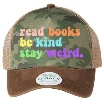 Read Books Be Kind Stay Weird Funny Book Lover Vintage Legacy Tie Dye Trucker Hat