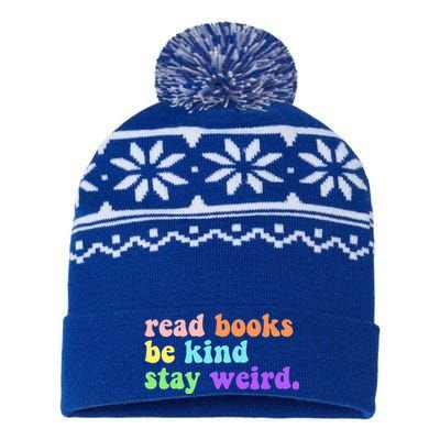 Read Books Be Kind Stay Weird Funny Book Lover Vintage USA-Made Snowflake Beanie