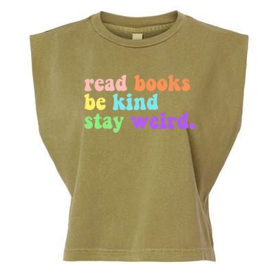 Read Books Be Kind Stay Weird Funny Book Lover Vintage Garment-Dyed Women's Muscle Tee