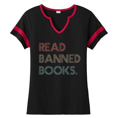 Read Banned Books Librarians Banned Books Week Retro Vintage Ladies Halftime Notch Neck Tee