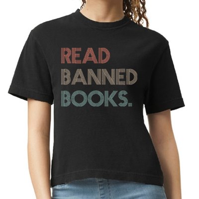 Read Banned Books Librarians Banned Books Week Retro Vintage Comfort Colors Boxy T-Shirt