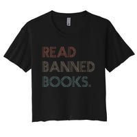 Read Banned Books Librarians Banned Books Week Retro Vintage Women's Crop Top Tee