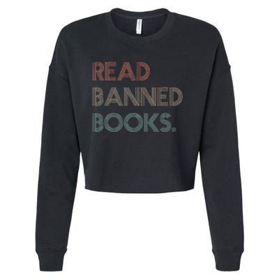 Read Banned Books Librarians Banned Books Week Retro Vintage Cropped Pullover Crew