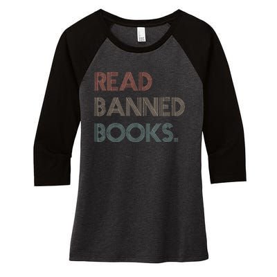 Read Banned Books Librarians Banned Books Week Retro Vintage Women's Tri-Blend 3/4-Sleeve Raglan Shirt