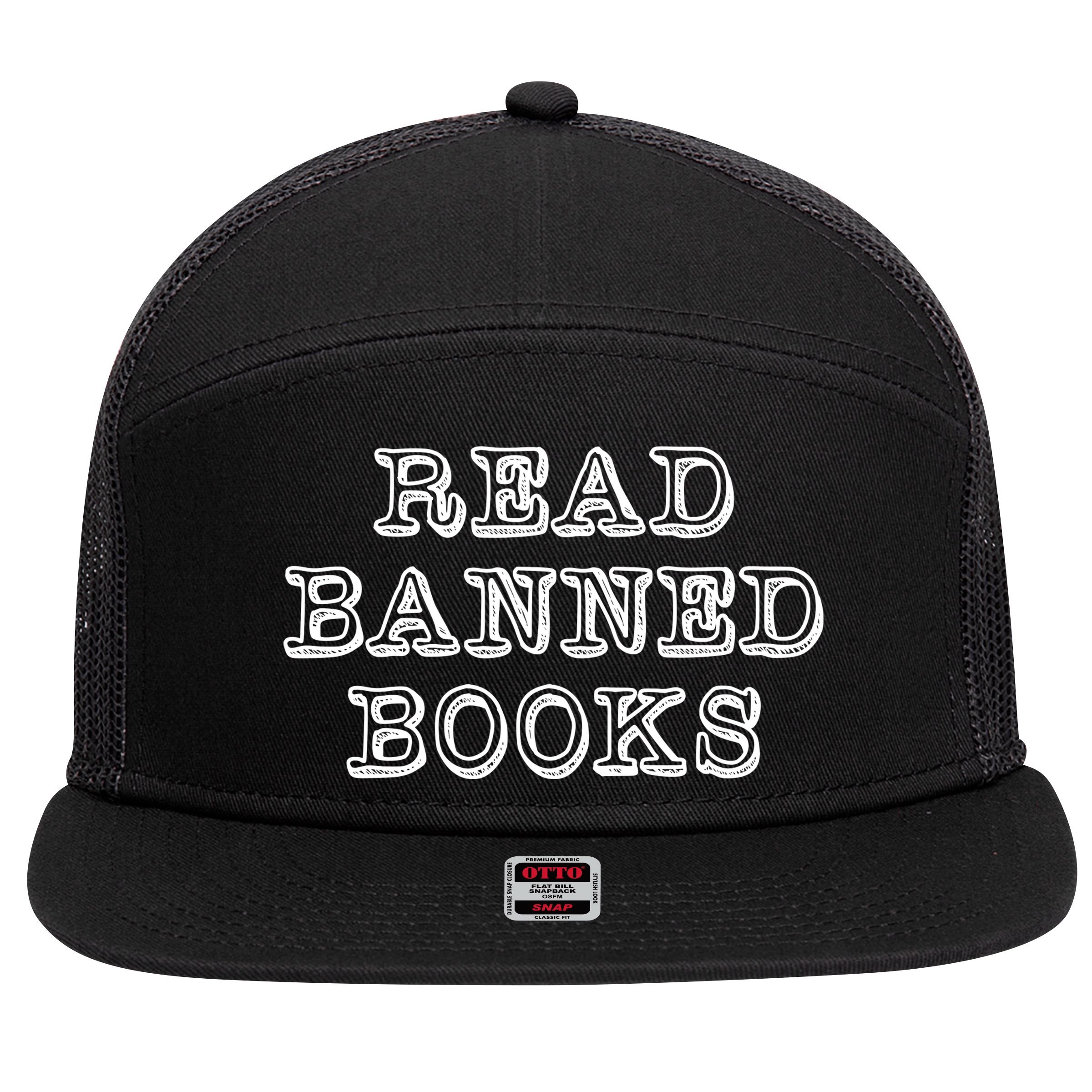 Read Banned Books 7 Panel Mesh Trucker Snapback Hat