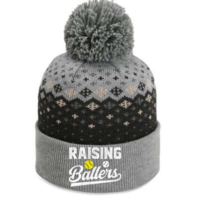 Raising Ballers Baseball Softball Dad Of Ballers Meaningful Gift The Baniff Cuffed Pom Beanie