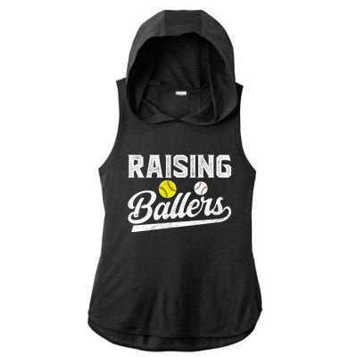 Raising Ballers Baseball Softball Dad Of Ballers Meaningful Gift Ladies PosiCharge Tri-Blend Wicking Draft Hoodie Tank