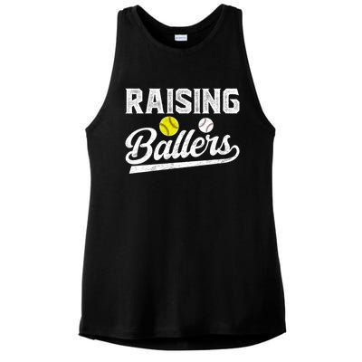 Raising Ballers Baseball Softball Dad Of Ballers Meaningful Gift Ladies PosiCharge Tri-Blend Wicking Tank