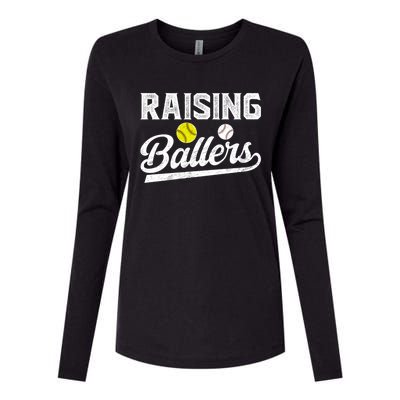 Raising Ballers Baseball Softball Dad Of Ballers Meaningful Gift Womens Cotton Relaxed Long Sleeve T-Shirt