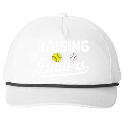 Raising Ballers Baseball Softball Dad Of Ballers Meaningful Gift Snapback Five-Panel Rope Hat