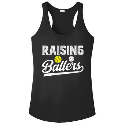 Raising Ballers Baseball Softball Dad Of Ballers Meaningful Gift Ladies PosiCharge Competitor Racerback Tank